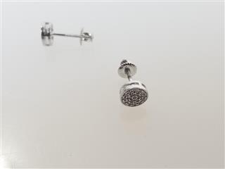 10K White Gold 1/10 CTW Round Diamond Micro Pave Screwback Earrings